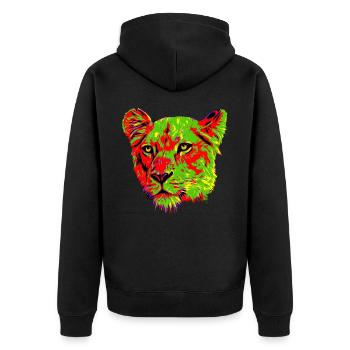 Löwin - Unisex Premium Bio Zip Hoodie - Schwarz - Hinten - Nico (187cm)