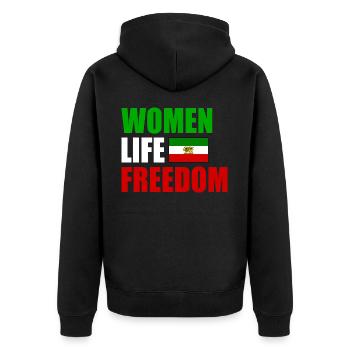 Women life freedom - Unisex Premium Bio Zip Hoodie - Schwarz - Hinten - Nico (187cm)