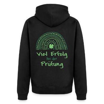 Viel Erfolg bei der Prüfung - Motivation - Unisex Premium Bio Zip Hoodie - Schwarz - Hinten - Nico (187cm)