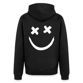 Dead Face Minimal Smile - Unisex Premium Organic Zip Hoodie - black - Back - Nico (187cm)