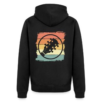 Guitar retro vintage - Unisex Premium Organic Zip Hoodie - black - Back - Nico (187cm)