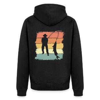 Pêche Pêche rétro vintage - Veste à capuche bio Premium Unisexe - noir - Dos - Nico (187cm)