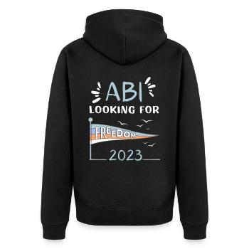 ABI looking for freedom - Unisex Premium Bio Zip Hoodie - Schwarz - Hinten - Nico (187cm)