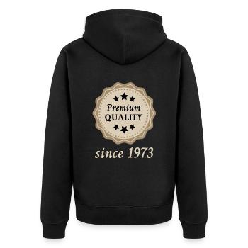 Premium Quality since 1973 - Unisex Premium Bio Zip Hoodie - Schwarz - Hinten - Nico (187cm)