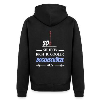 So sieht ein richtig cooler Bogenschütze aus - Unisex Premium Bio Zip Hoodie - Schwarz - Hinten - Nico (187cm)