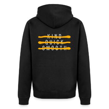 KIND QUICK SMOOTH - Unisex Premium Bio Zip Hoodie - Schwarz - Hinten - Nico (187cm)
