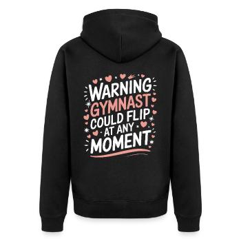 Turnen Turner Gymnastik - Unisex Premium Bio Zip Hoodie - Schwarz - Hinten - Nico (187cm)