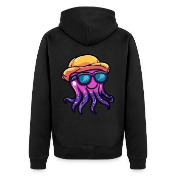 Méduse Funny Summer - Veste à capuche bio Premium Unisexe - noir - Dos - Nico (187cm)