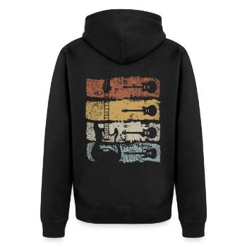 Rétro Guitare Musicien Guitariste Rock Musique - Veste à capuche bio Premium Unisexe - noir - Dos - Nico (187cm)