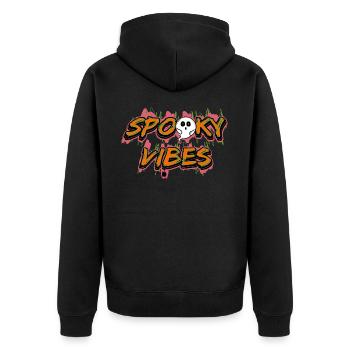 Süße Geister Halloween Sprüche Spooky Vibes - Unisex Premium Bio Zip Hoodie - Schwarz - Hinten - Nico (187cm)