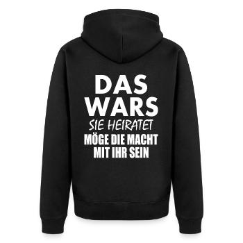Das wars - Unisex Premium Bio Zip Hoodie - Schwarz - Hinten - Nico (187cm)