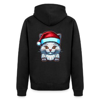 Jolie œuvre d’art numérique de chaton de Noël pour tous les chats - Veste à capuche bio Premium Unisexe - noir - Dos - Nico (187cm)
