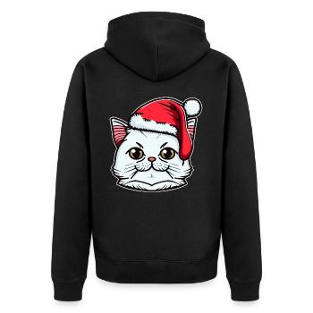 Süße Weihnachtskatzenzeichnung, ein ausgezeichnetes Weihnachtsgeschenk - Unisex Premium Bio Zip Hoodie - Schwarz - Hinten - Nico (187cm)