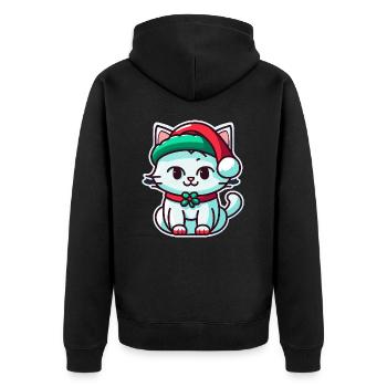 Perfektes digitales Kunstwerk für Adventskatze, ein großartiges - Unisex Premium Bio Zip Hoodie - Schwarz - Hinten - Nico (187cm)