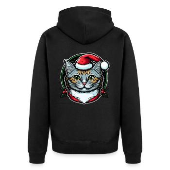 Pretty Winter cat drawing for all cat fans - Unisex Premium Organic Zip Hoodie - black - Back - Nico (187cm)