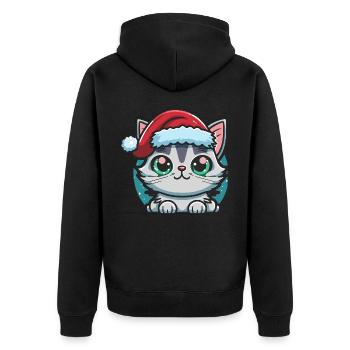 Jolie illustration numérique de chat de l’Avent pour tous les chatons - Veste à capuche bio Premium Unisexe - noir - Dos - Nico (187cm)
