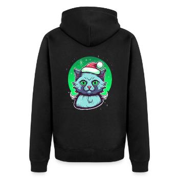 Stunning kitten wearing Santa Claus hat - Unisex Premium Organic Zip Hoodie - black - Back - Nico (187cm)