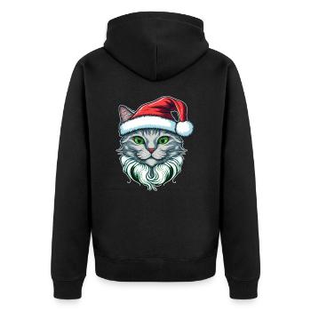 Gorgeous kitten wearing Santa hat - Unisex Premium Organic Zip Hoodie - black - Back - Nico (187cm)