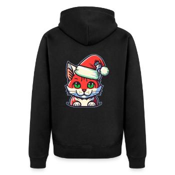 Wunderschönes Weihnachtskatzendesign, ein ausgezeichneter Weihnachtsmann - Unisex Premium Bio Zip Hoodie - Schwarz - Hinten - Nico (187cm)