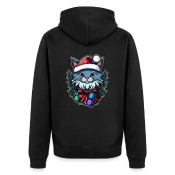 Gorgeous Xmas kitten design for all kitten owners - Unisex Premium Organic Zip Hoodie - black - Back - Nico (187cm)