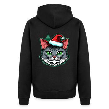 Stunning Xmas kitten design, the best Xmas present - Unisex Premium Organic Zip Hoodie - black - Back - Nico (187cm)