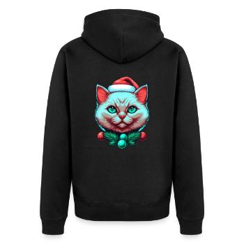 Charmant chaton portant un chapeau de Père Noël - Veste à capuche bio Premium Unisexe - noir - Dos - Nico (187cm)