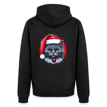 Stunning Xmas cat drawing, a great Xmas present - Unisex Premium Organic Zip Hoodie - black - Back - Nico (187cm)