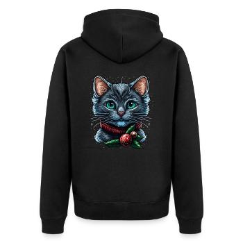 Wunderschöne Weihnachtskatzenillustration, eine ausgezeichnete - Unisex Premium Bio Zip Hoodie - Schwarz - Hinten - Nico (187cm)