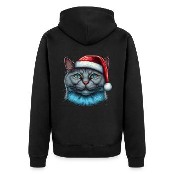 Niedliche Advent Kätzchen Illustration, eine ausgezeichnete - Unisex Premium Bio Zip Hoodie - Schwarz - Hinten - Nico (187cm)