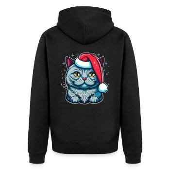 Pretty Winter kitten design for all kitten fans - Unisex Premium Organic Zip Hoodie - black - Back - Nico (187cm)
