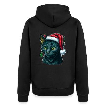 Charmant chat portant un chapeau de Père Noël - Veste à capuche bio Premium Unisexe - noir - Dos - Nico (187cm)