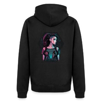 Amazing painting of a Beautiful cyber Lady - Unisex Premium Organic Zip Hoodie - black - Back - Nico (187cm)