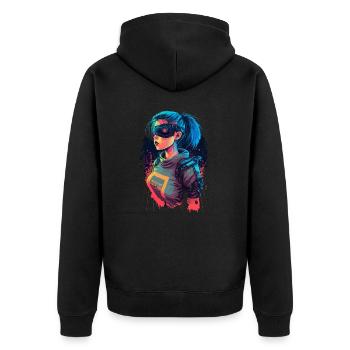 Trendy Illustration of a cyber Girl - Unisex Premium Organic Zip Hoodie - black - Back - Nico (187cm)