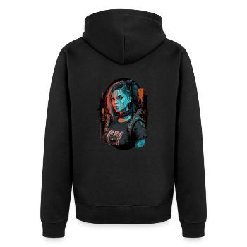 Erstaunliche digitale Illustration eines atemberaubenden Punk - Unisex Premium Bio Zip Hoodie - Schwarz - Hinten - Nico (187cm)