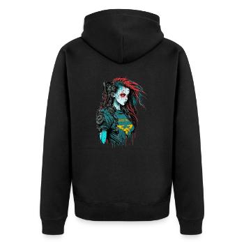 Gorgeous cyber Lady for Gaming Fans - Unisex Premium Organic Zip Hoodie - black - Back - Nico (187cm)
