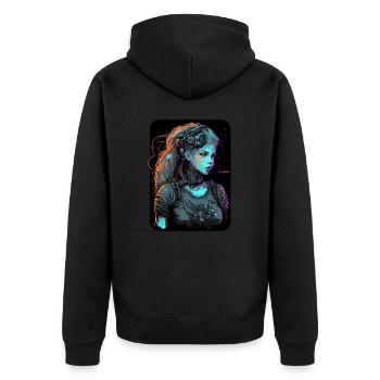 Wunderbare Illustration eines schönen Mädchens - Unisex Premium Bio Zip Hoodie - Schwarz - Hinten - Nico (187cm)