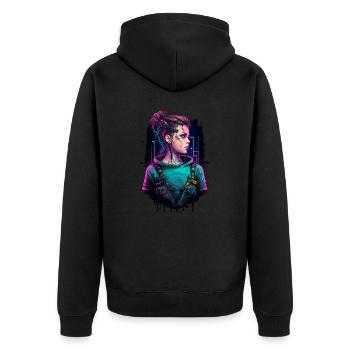 Stunning drawing of a cyber Women - Unisex Premium Organic Zip Hoodie - black - Back - Nico (187cm)
