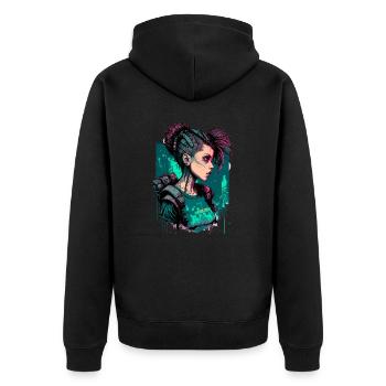 Stunning punk Girl for Video Game Fans - Unisex Premium Organic Zip Hoodie - black - Back - Nico (187cm)