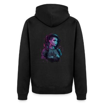 Design époustouflant d’une belle fille futuriste - Veste à capuche bio Premium Unisexe - noir - Dos - Nico (187cm)