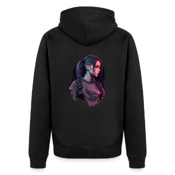Amazing Painting Of A Fearless Lady - Unisex Premium Organic Zip Hoodie - black - Back - Nico (187cm)