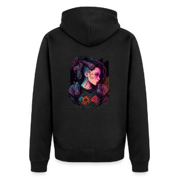 Fearless Women For Fiction Lovers - Unisex Premium Organic Zip Hoodie - black - Back - Nico (187cm)