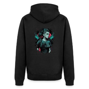 Cool Drawing Of A Beautiful Girl - Unisex Premium Organic Zip Hoodie - black - Back - Nico (187cm)