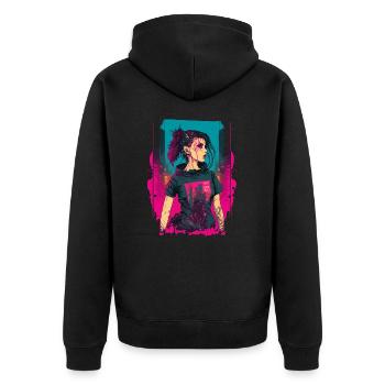 Cool Drawing Of A Beautiful Cyber Girl - Unisex Premium Organic Zip Hoodie - black - Back - Nico (187cm)
