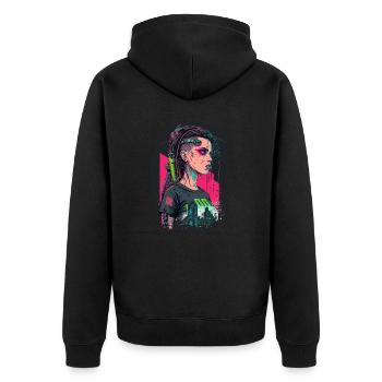 Futuristic Girl das ideale Geschenk für Tech-Nerds - Unisex Premium Bio Zip Hoodie - Schwarz - Hinten - Nico (187cm)