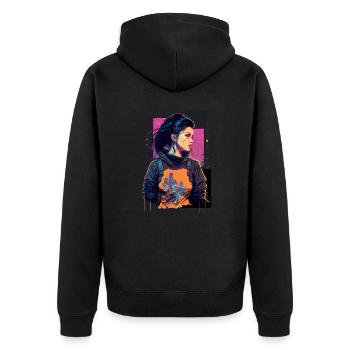 Amazing Drawing of a Punk Lady - Unisex Premium Organic Zip Hoodie - black - Back - Nico (187cm)