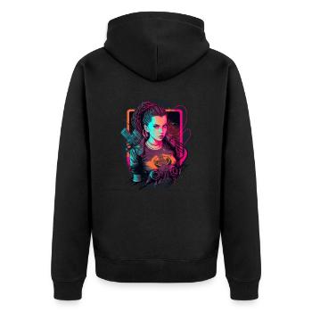 Furchterregende futuristische Frauen der einfache Geburtstag - Unisex Premium Bio Zip Hoodie - Schwarz - Hinten - Nico (187cm)