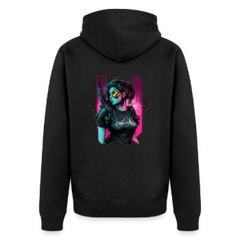 Stunning Digital Illustration of a Punk Girl - Unisex Premium Organic Zip Hoodie - black - Back - Nico (187cm)