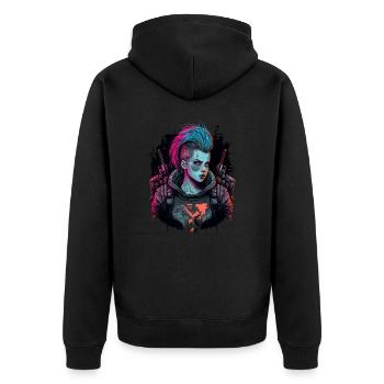 Erstaunliches Design einer Science-Fiction-Frau - Unisex Premium Bio Zip Hoodie - Schwarz - Hinten - Nico (187cm)