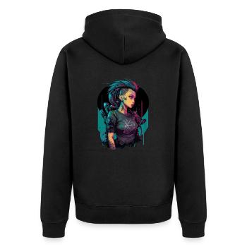 Amazing Looking Futuristic Lady the fabulous - Unisex Premium Organic Zip Hoodie - black - Back - Nico (187cm)
