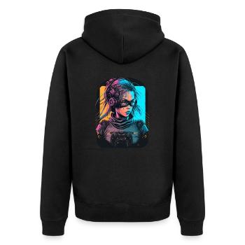Breathtaking Design of a Cyber Girl - Unisex Premium Organic Zip Hoodie - black - Back - Nico (187cm)